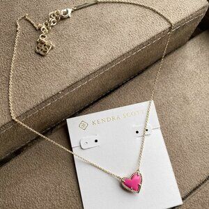 Kendra Scott Ari Heart Necklace, Gold Neon Pink